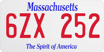 MA license plate 6ZX252