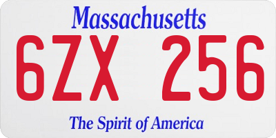 MA license plate 6ZX256