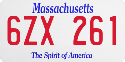 MA license plate 6ZX261