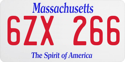 MA license plate 6ZX266