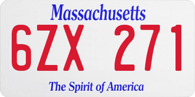 MA license plate 6ZX271