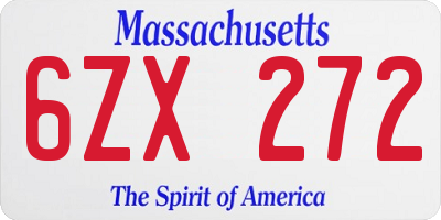 MA license plate 6ZX272