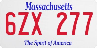 MA license plate 6ZX277