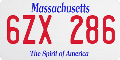 MA license plate 6ZX286