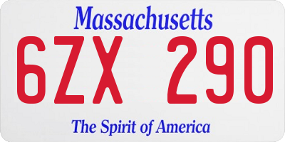 MA license plate 6ZX290