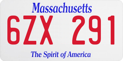 MA license plate 6ZX291