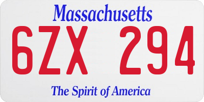 MA license plate 6ZX294