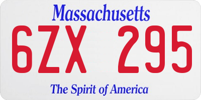 MA license plate 6ZX295