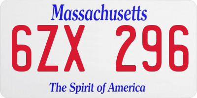 MA license plate 6ZX296