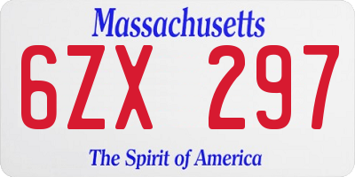 MA license plate 6ZX297