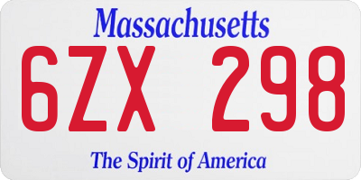 MA license plate 6ZX298