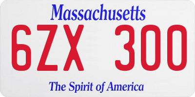 MA license plate 6ZX300