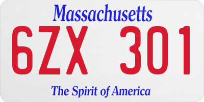 MA license plate 6ZX301