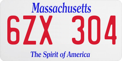 MA license plate 6ZX304