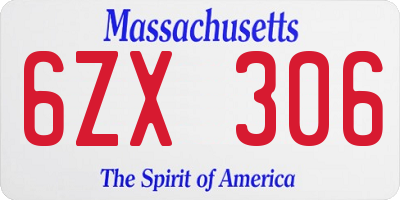 MA license plate 6ZX306