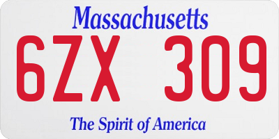 MA license plate 6ZX309