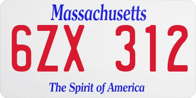 MA license plate 6ZX312