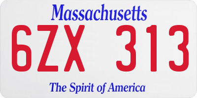 MA license plate 6ZX313