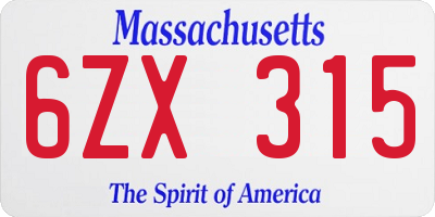 MA license plate 6ZX315