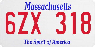 MA license plate 6ZX318