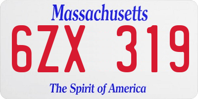 MA license plate 6ZX319
