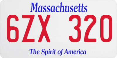 MA license plate 6ZX320