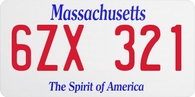 MA license plate 6ZX321