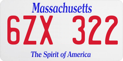 MA license plate 6ZX322