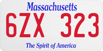 MA license plate 6ZX323