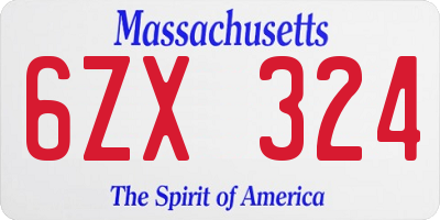 MA license plate 6ZX324