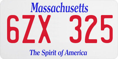 MA license plate 6ZX325