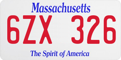 MA license plate 6ZX326