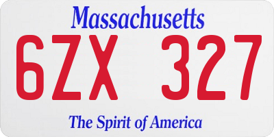 MA license plate 6ZX327