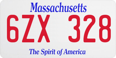 MA license plate 6ZX328