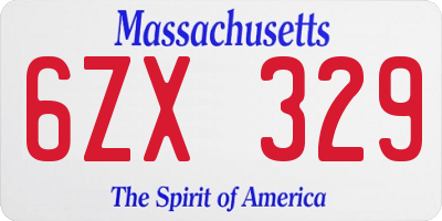 MA license plate 6ZX329