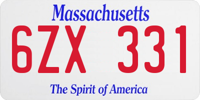 MA license plate 6ZX331
