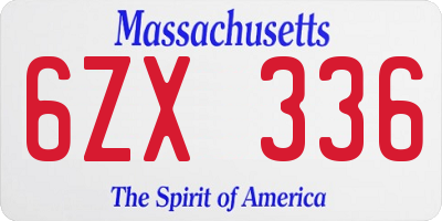 MA license plate 6ZX336