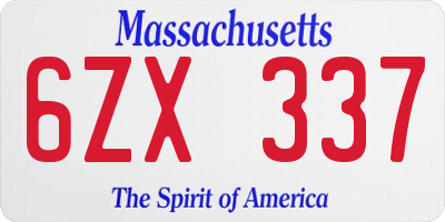 MA license plate 6ZX337