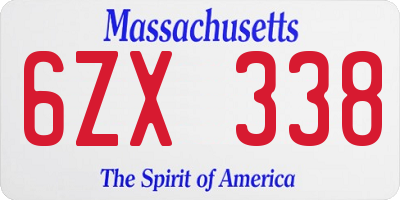 MA license plate 6ZX338