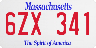 MA license plate 6ZX341