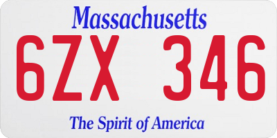 MA license plate 6ZX346
