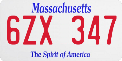 MA license plate 6ZX347