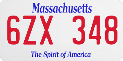 MA license plate 6ZX348