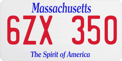 MA license plate 6ZX350