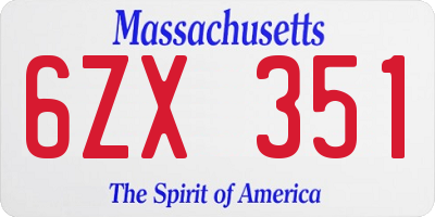 MA license plate 6ZX351