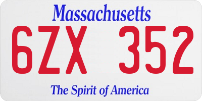 MA license plate 6ZX352