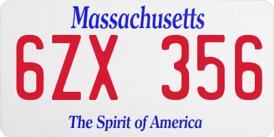 MA license plate 6ZX356