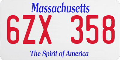 MA license plate 6ZX358