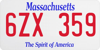 MA license plate 6ZX359