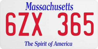 MA license plate 6ZX365